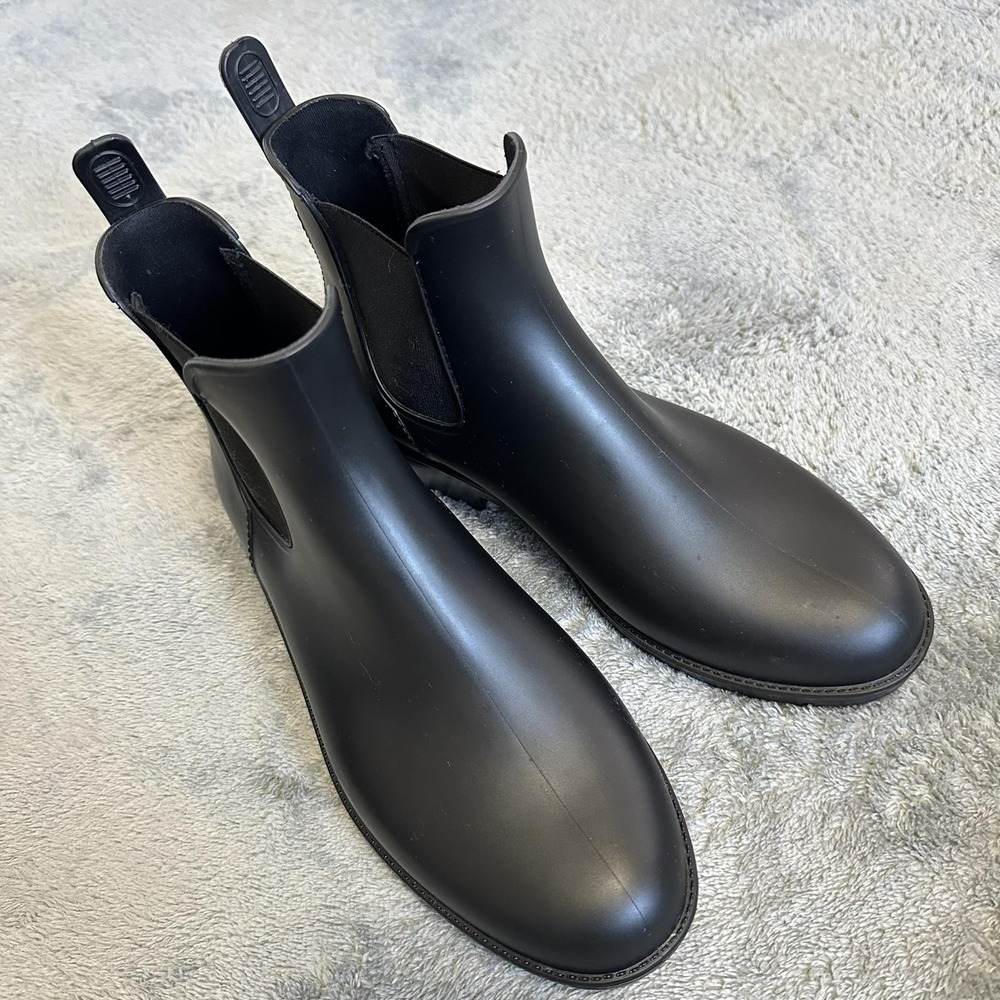 ASGARD Womens Rain Boots 9.5 Black Chelsea Ankle Waterproof Slip On